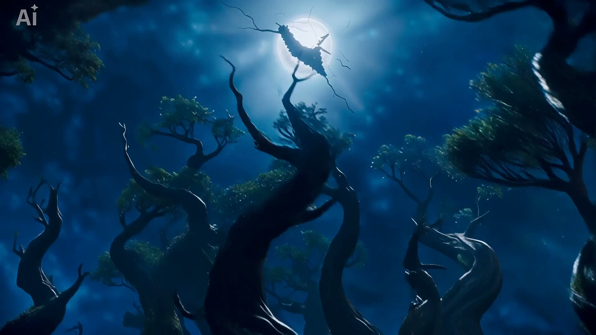 午夜迷雾森林中的神秘流浪者