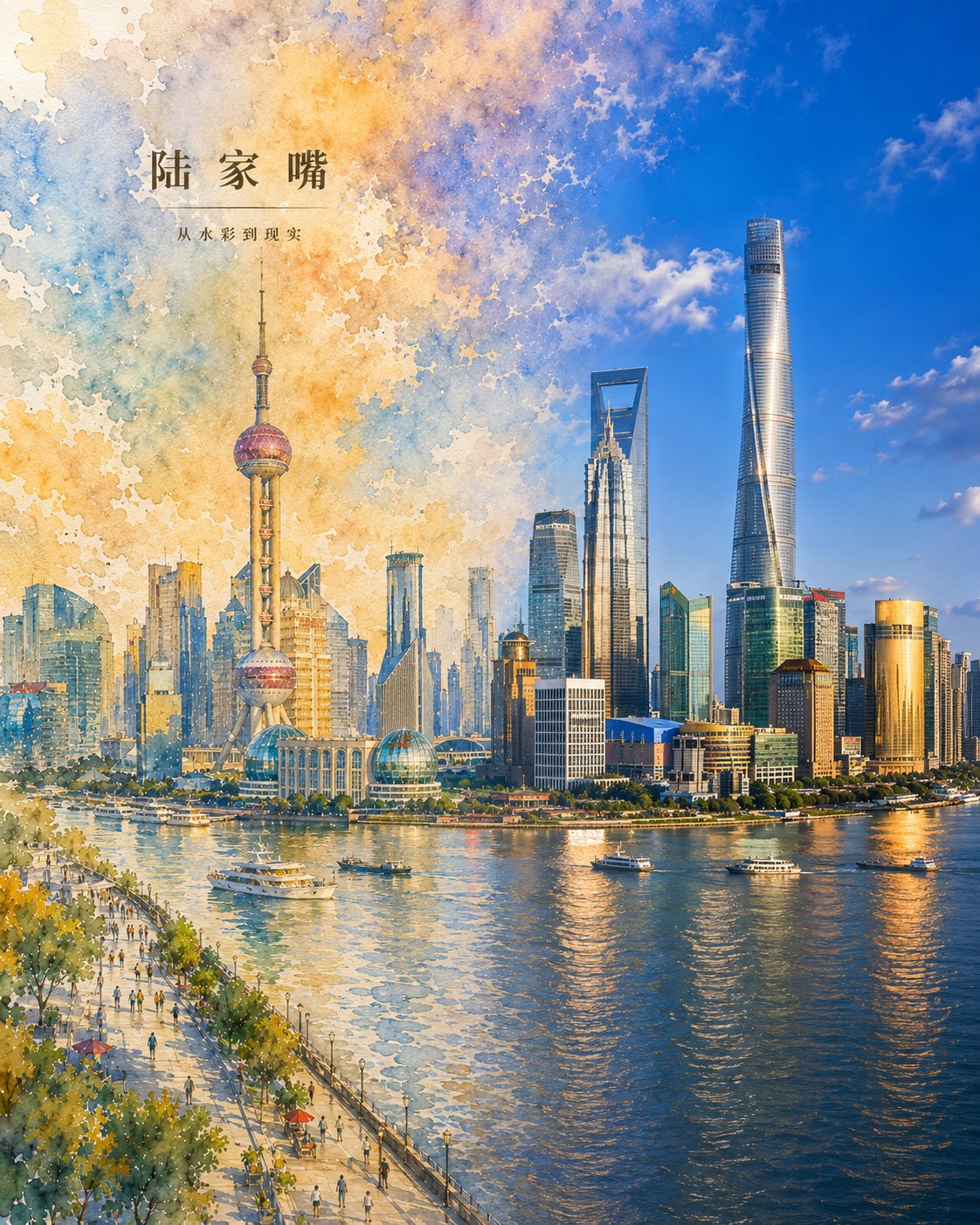 虚实交融城市印象艺术海报