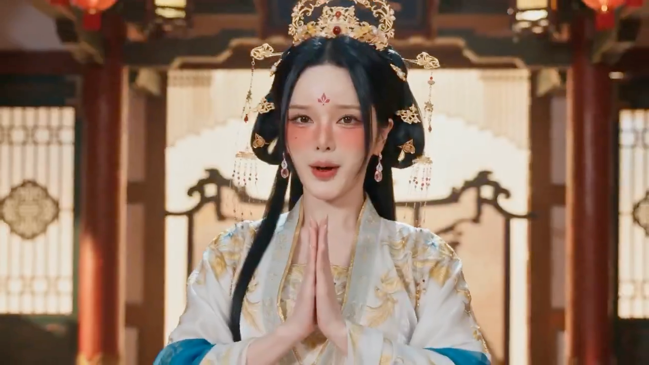 鎏金锦鲤唐装少女的古风奇幻演唱会