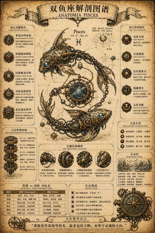 GPT Image 2 提示词 蒸汽朋克射手座解剖图谱
