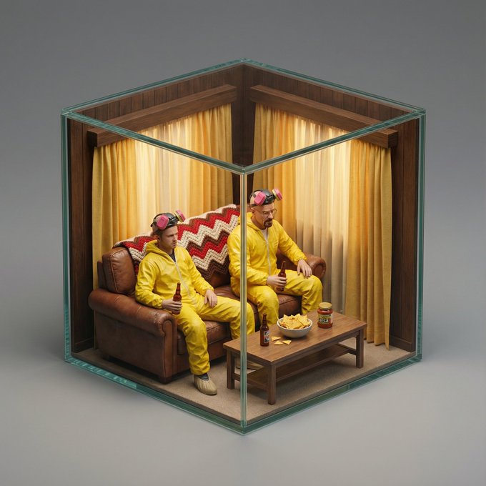 电影场景变成微缩等距立体模型