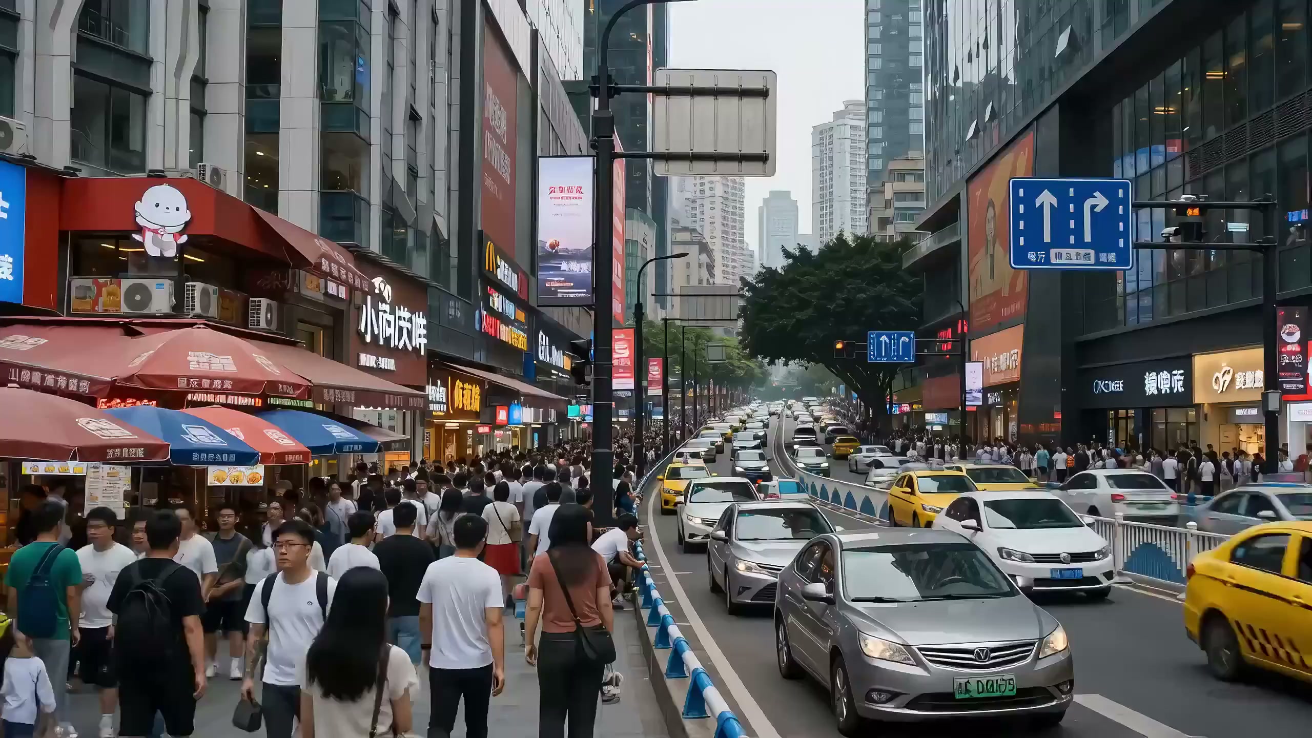 洪崖洞惊现哥斯拉级巨型橘猫
