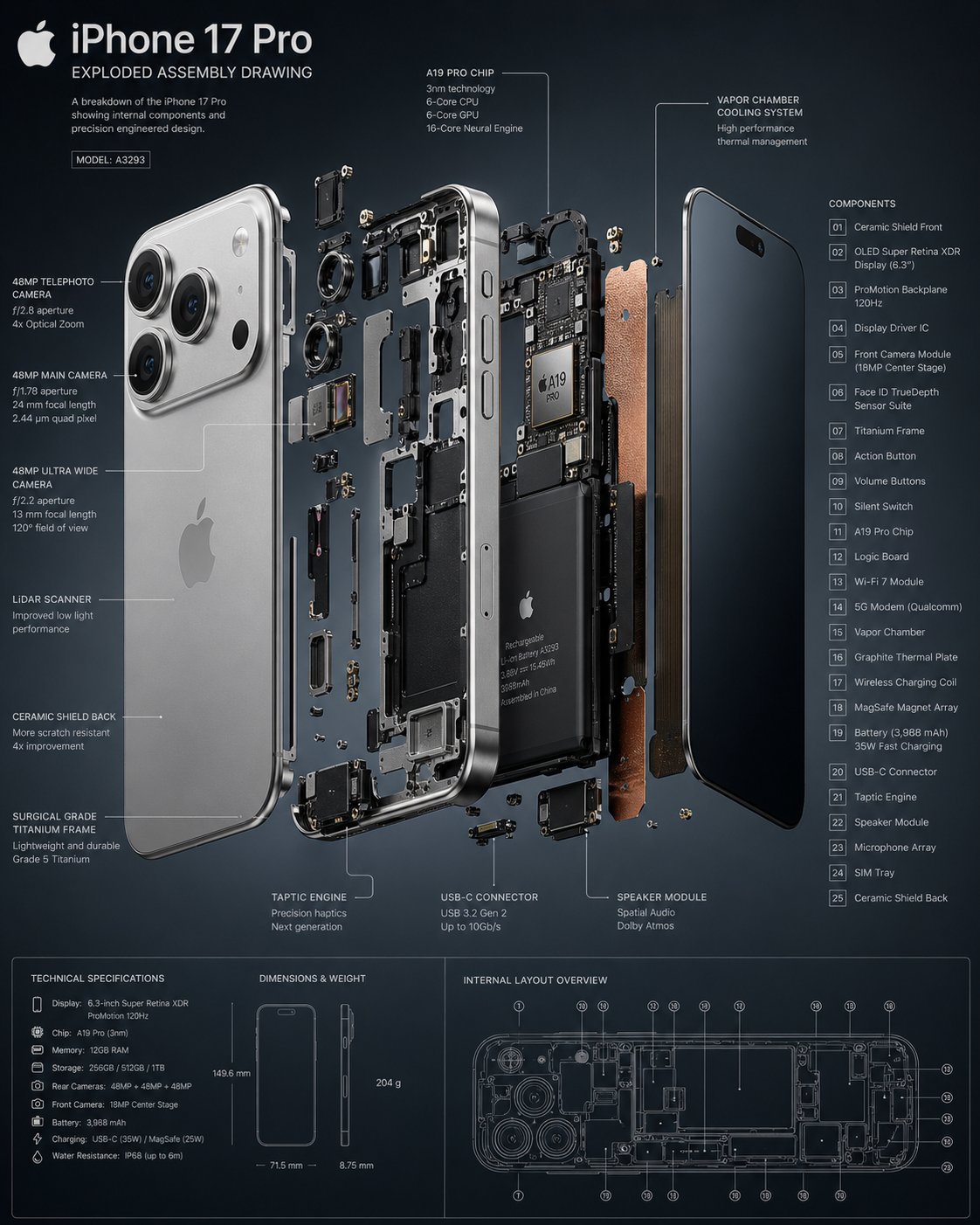 GPT Image 2 提示词 手机爆炸拆解图