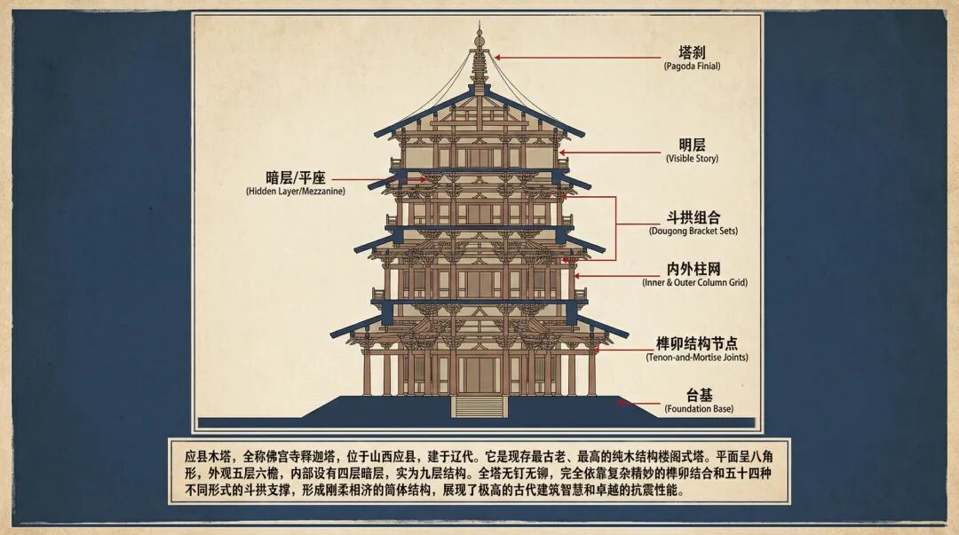 应县木塔结构解说图