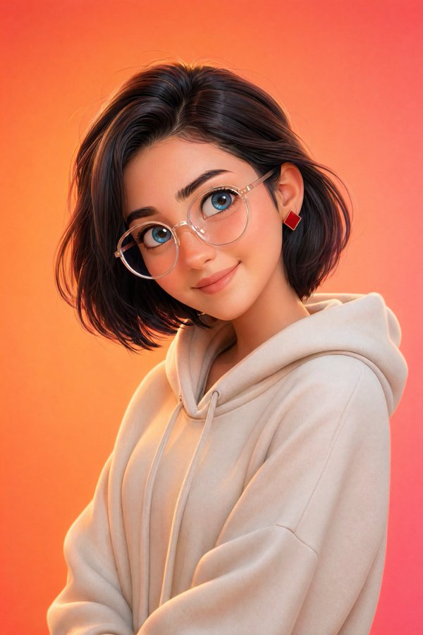 皮克斯风格3D甜美青年肖像