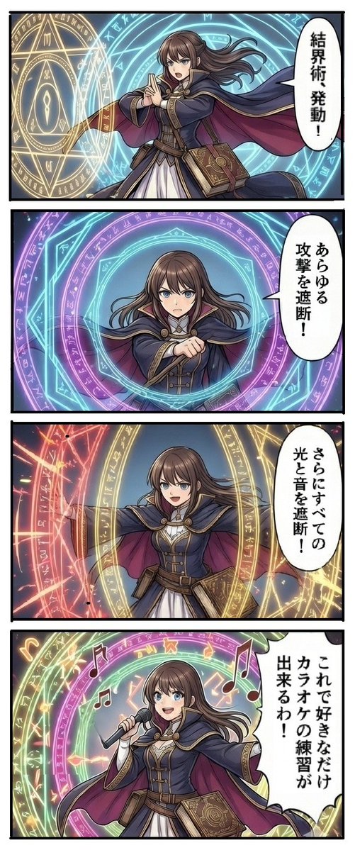 悬浮的魔法圆顶结界与分层属性色彩