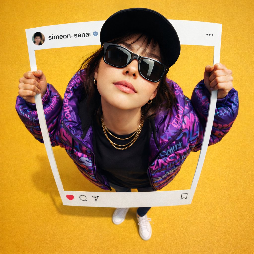 人物从Instagram帖子边框中破壁而出