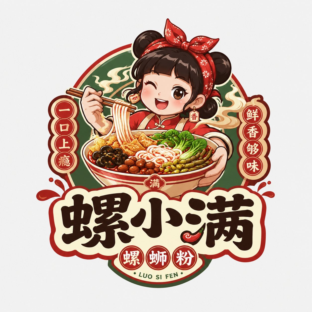 国潮美食角色徽章标志设计