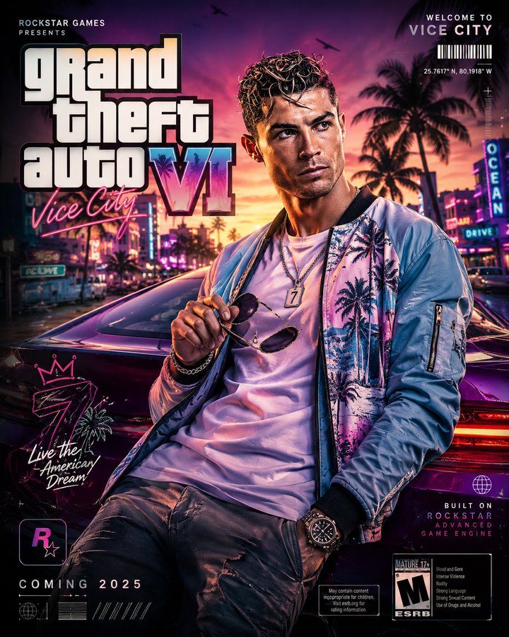 GTA VI 风格 8K 人像海报创作
