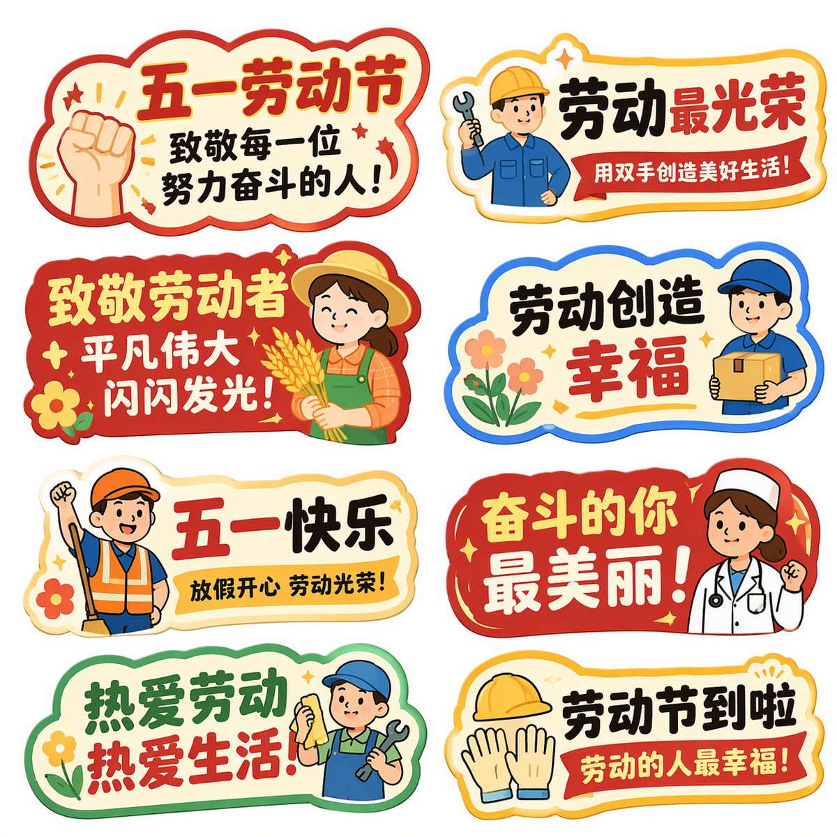 GPT Image 2 提示词 五一劳动节手举牌创意设计集