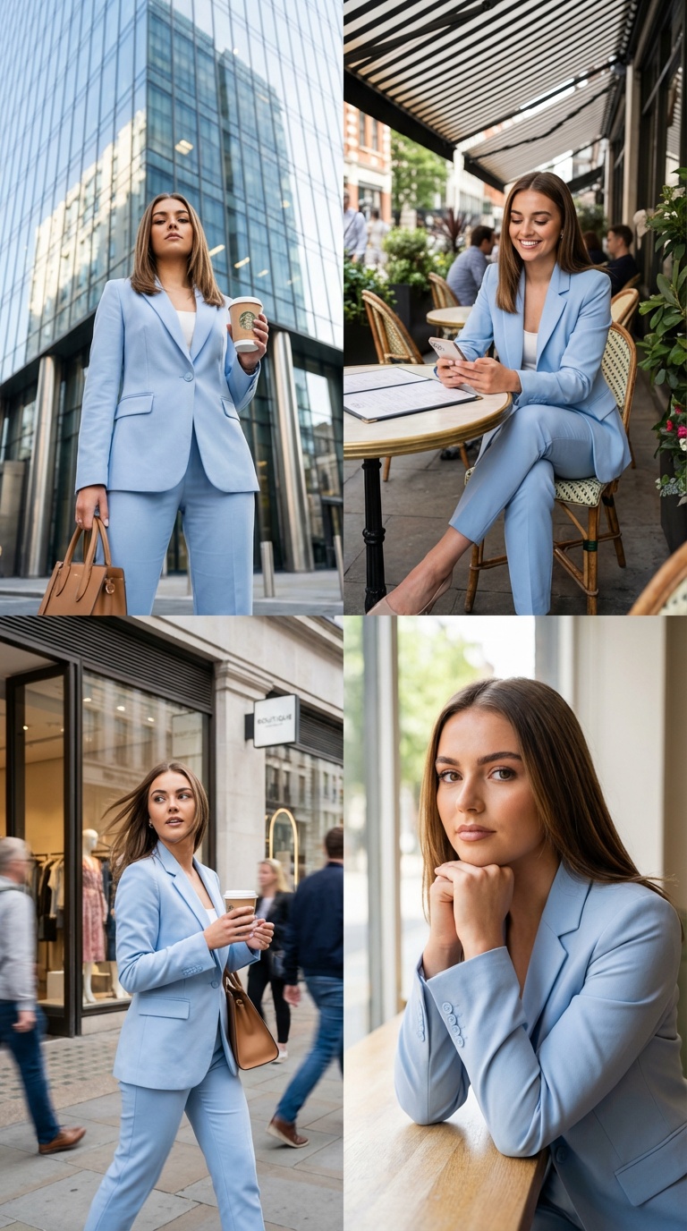 四幅时尚生活场景组成的连贯拼贴画