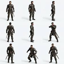 不同角度三格漫画角色姿势随机