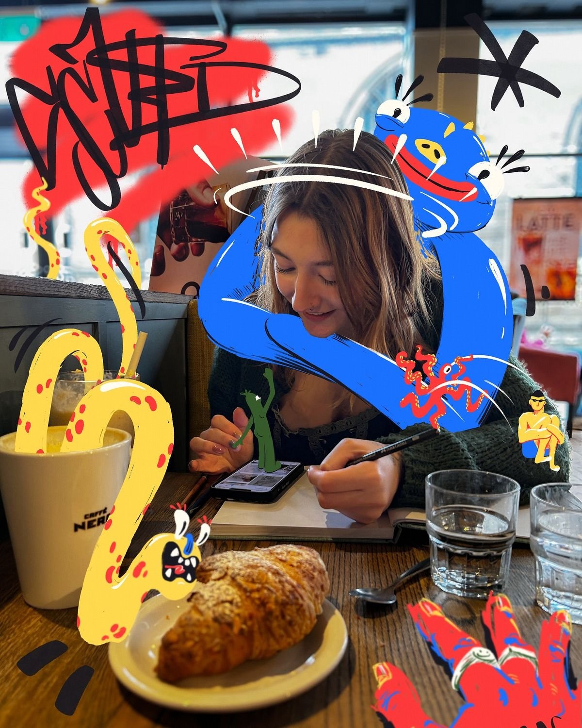 GPT-IMAGE-2 真实照片 + 街头涂鸦叠加