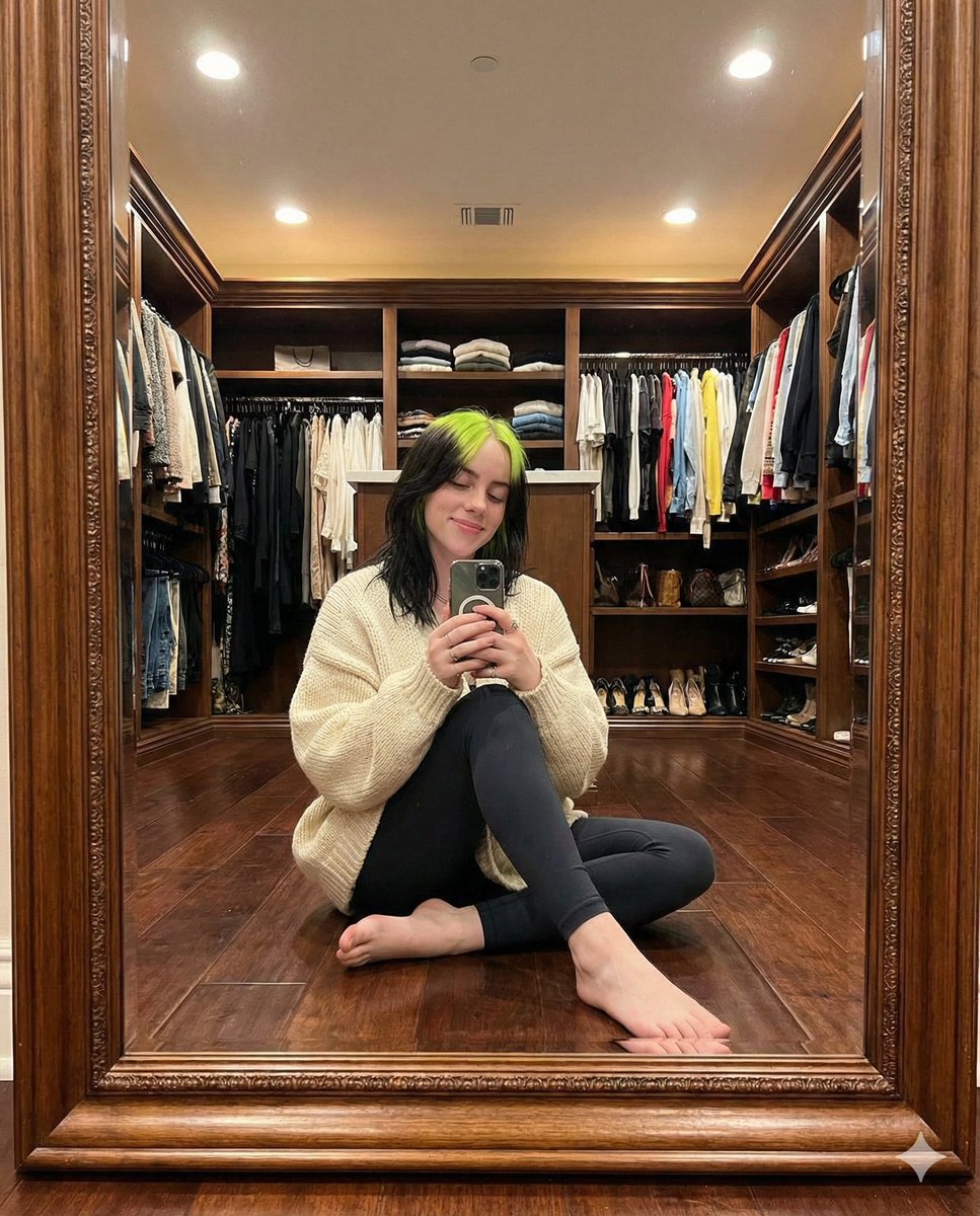 奢华衣帽间里的慵懒自拍女孩