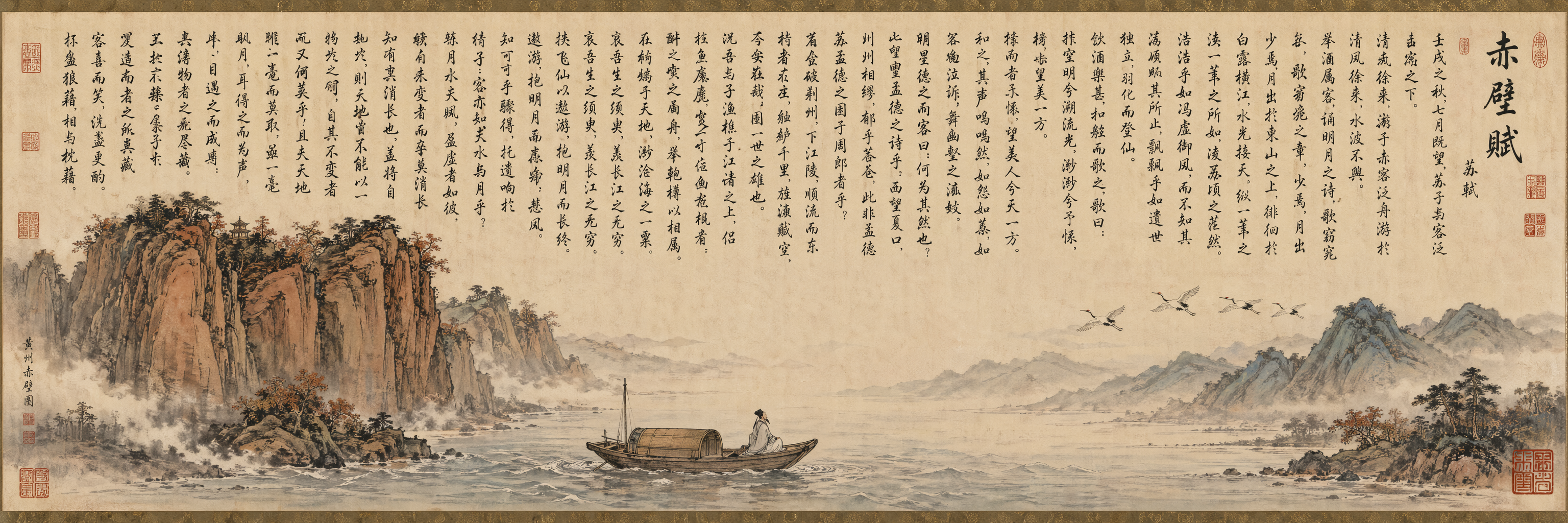 GPT Image 2 提示词 《赤壁怀古》长卷图