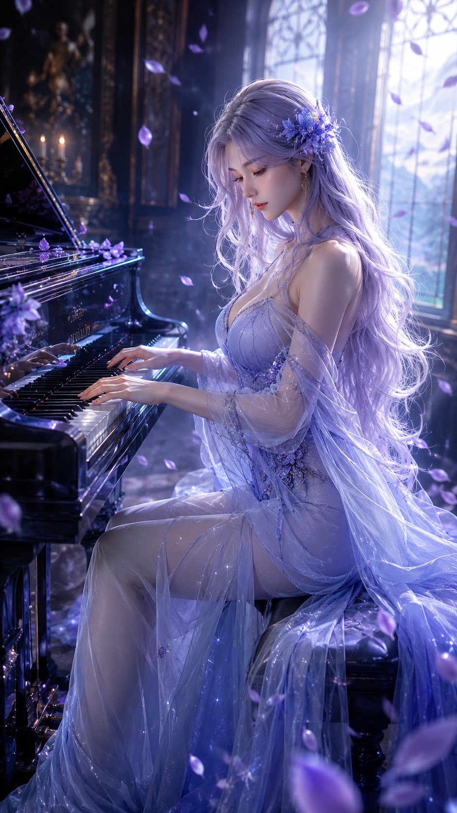 东方幻想女性钢琴弹奏梦幻CG