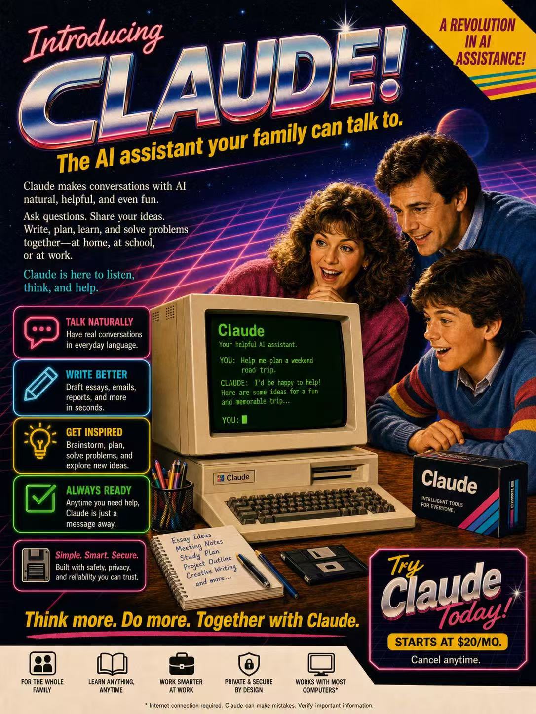 GPT Image 2 提示词 1980s Claude 复古杂志广告