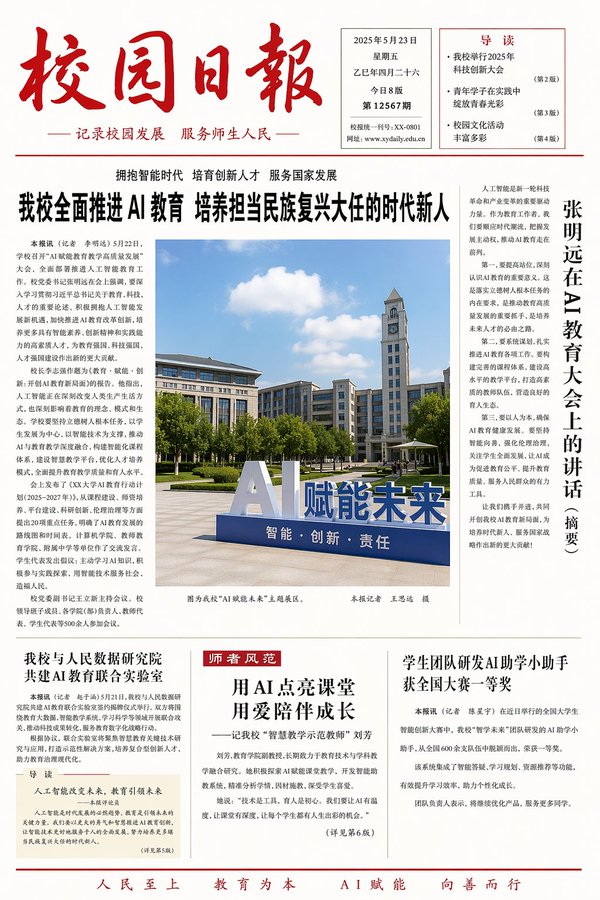 GPT Image 2 提示词 聚焦人工智能的校园日报