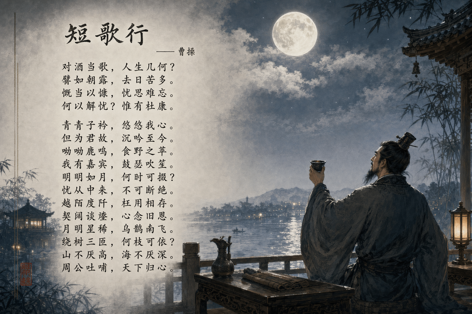 GPT Image 2 提示词 《短歌行》诗词意境图