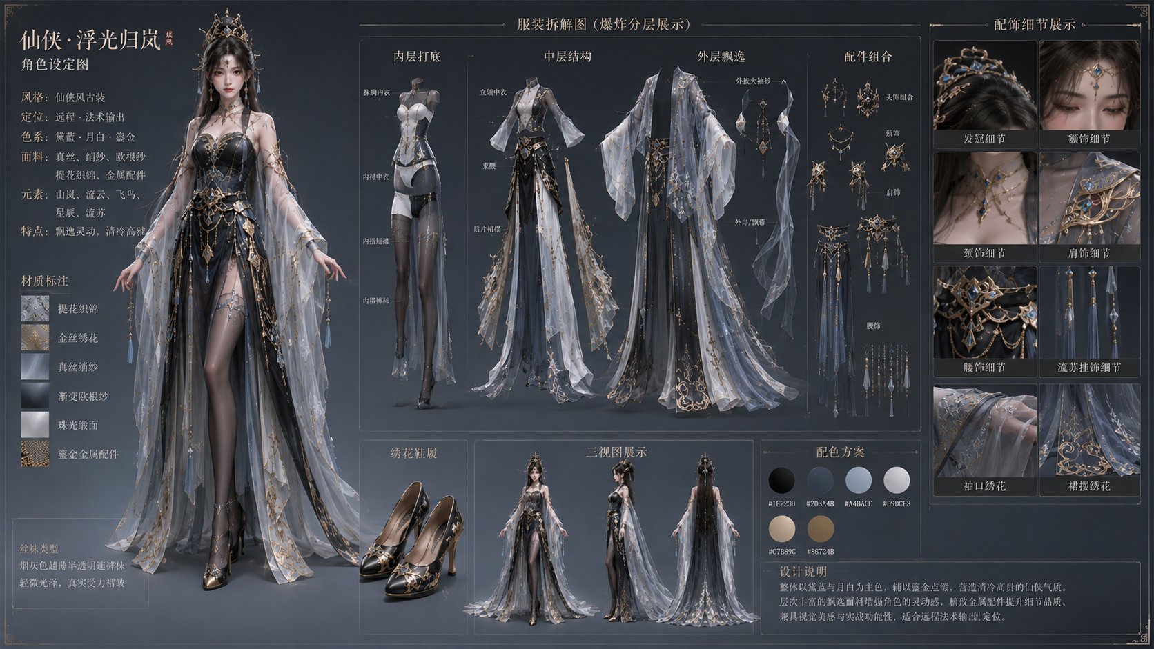 中国古风 3D 女性角色设计图