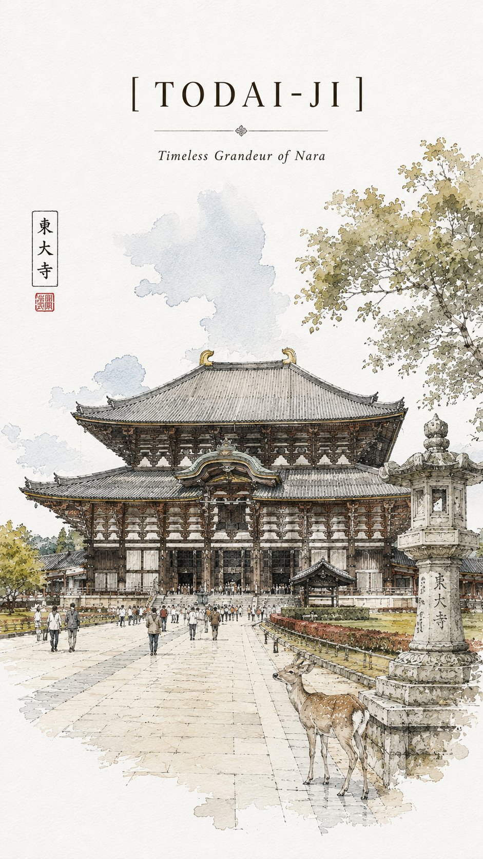 金阁寺极简旅行速写海报