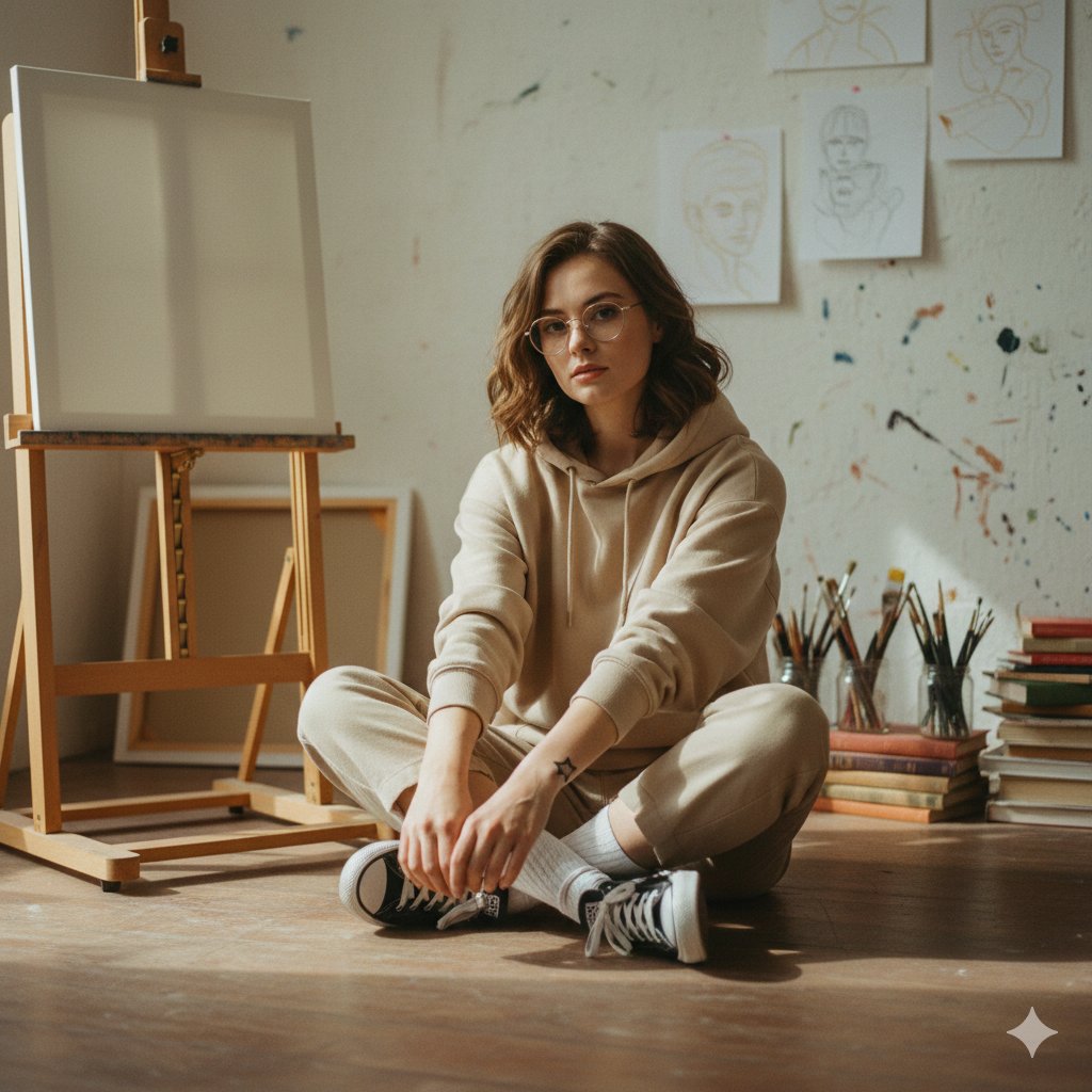 午后画室里慵懒随性的文艺少女