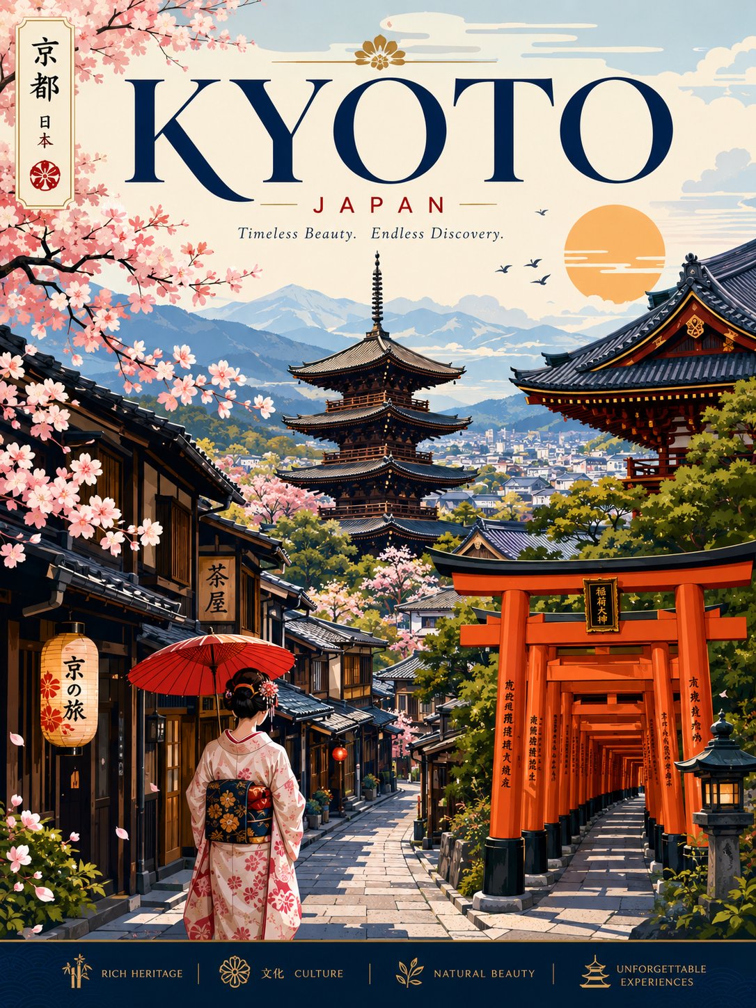 旅游宣传海报超细矢量插画