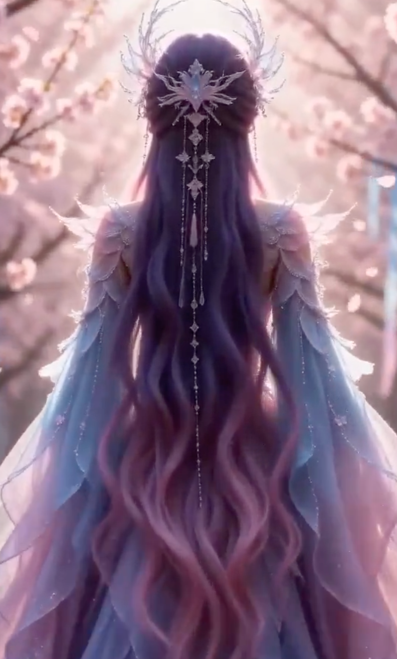 梦幻桃林紫发仙子的绝美舞姿