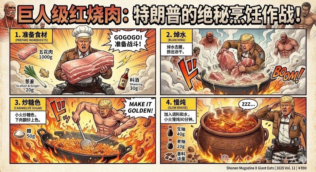 进击的巨人画风菜谱：红烧肉