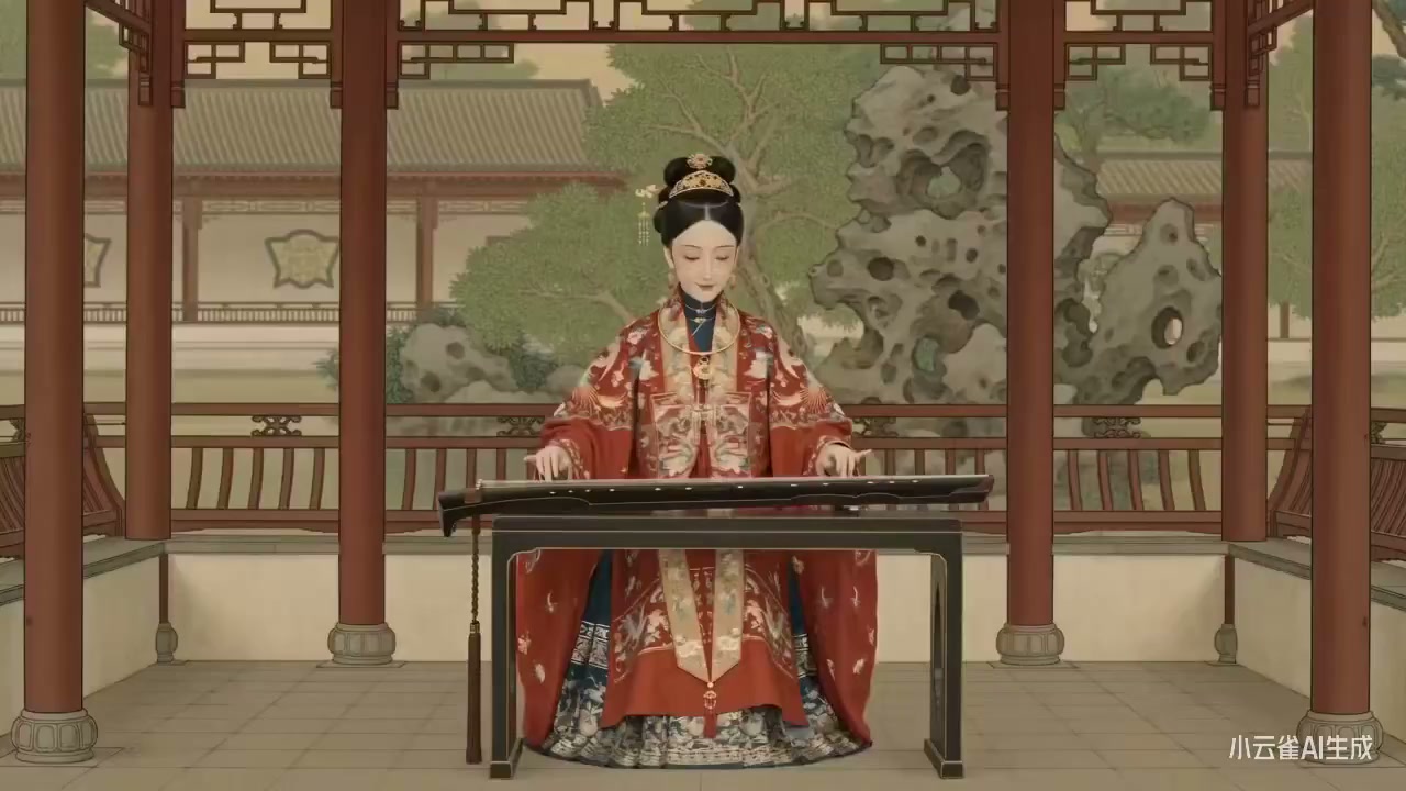 仇英百美图 AI 复原：重彩工笔下的仕女嬉春