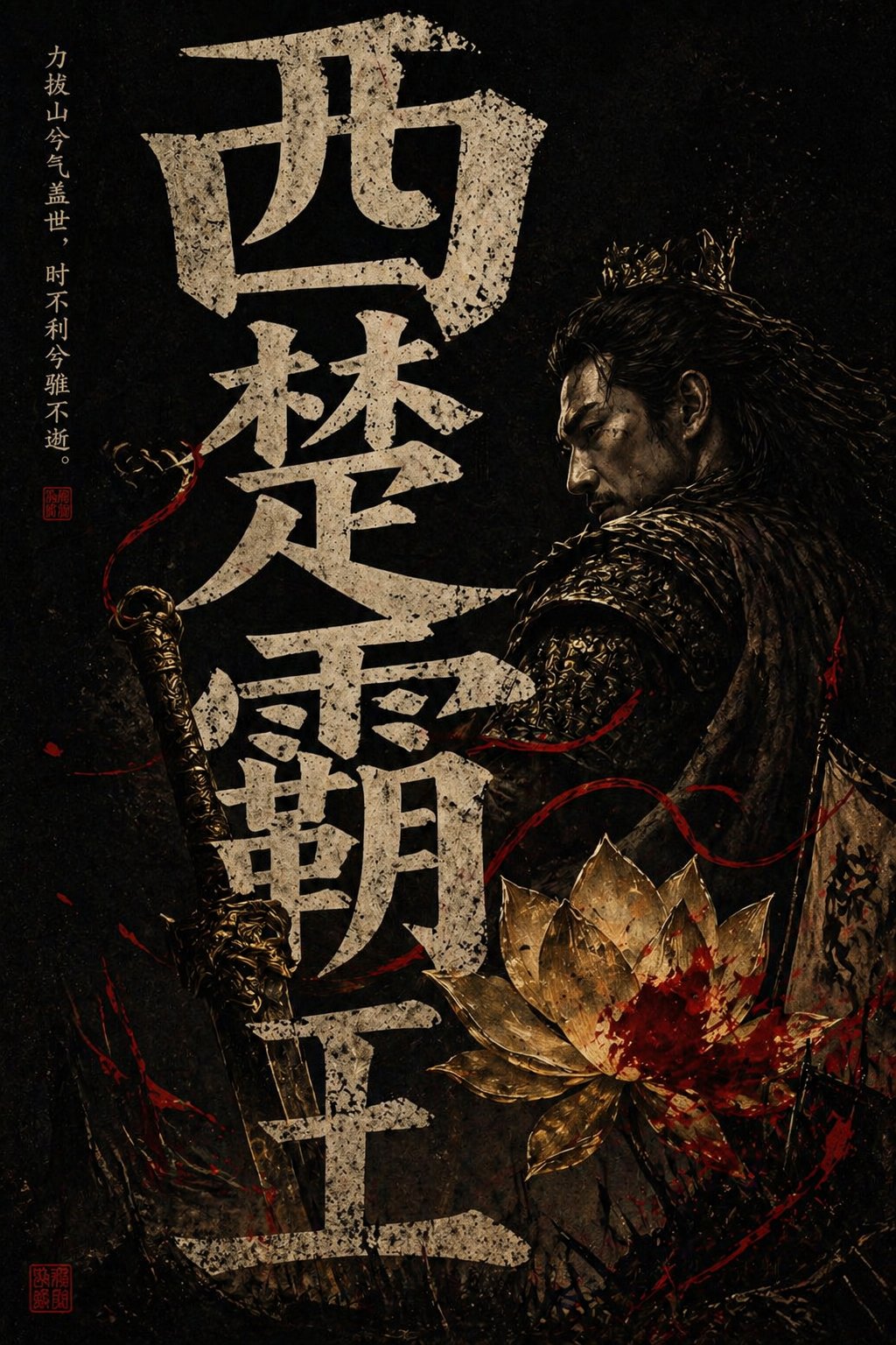 GPT Image 2 提示词 西楚霸王国风暗黑海报