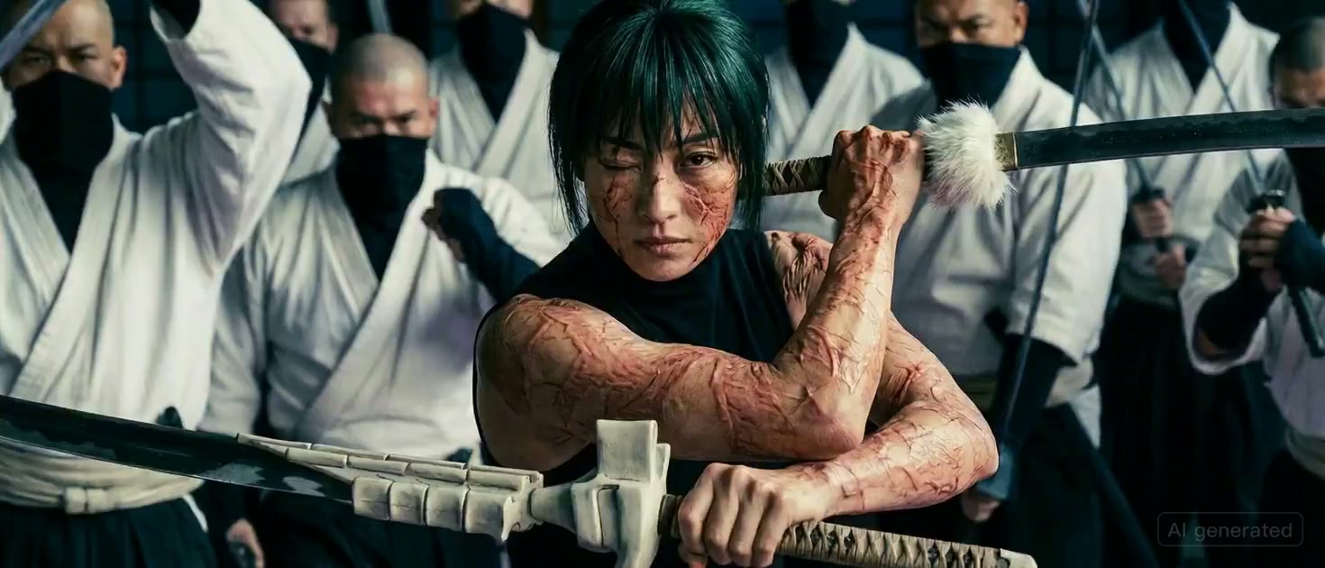 紫光禅园玻璃地板上的女剑客激战