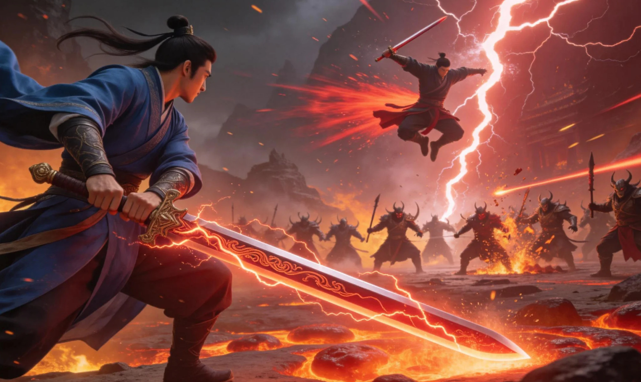 仙侠战斗雷剑镇魔高燃镜头