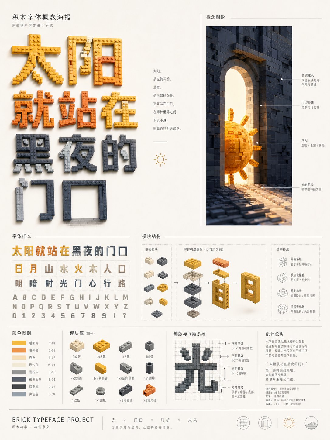 积木字体概念设计海报