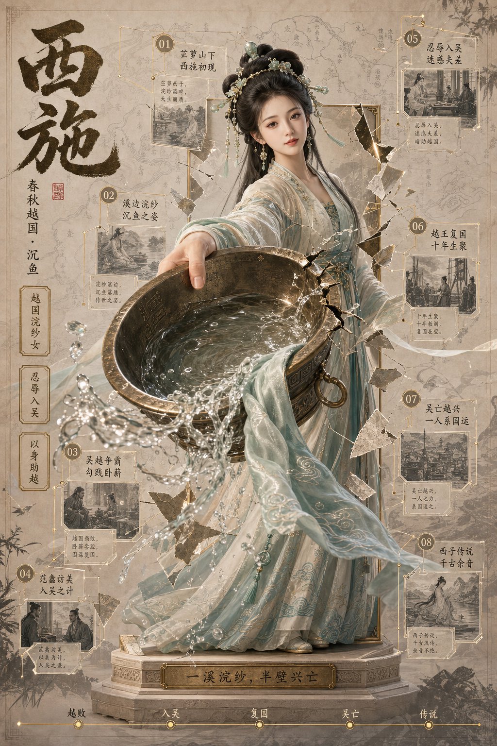 ChatGPT-Image2 3D历史人物破框立像档案模板
