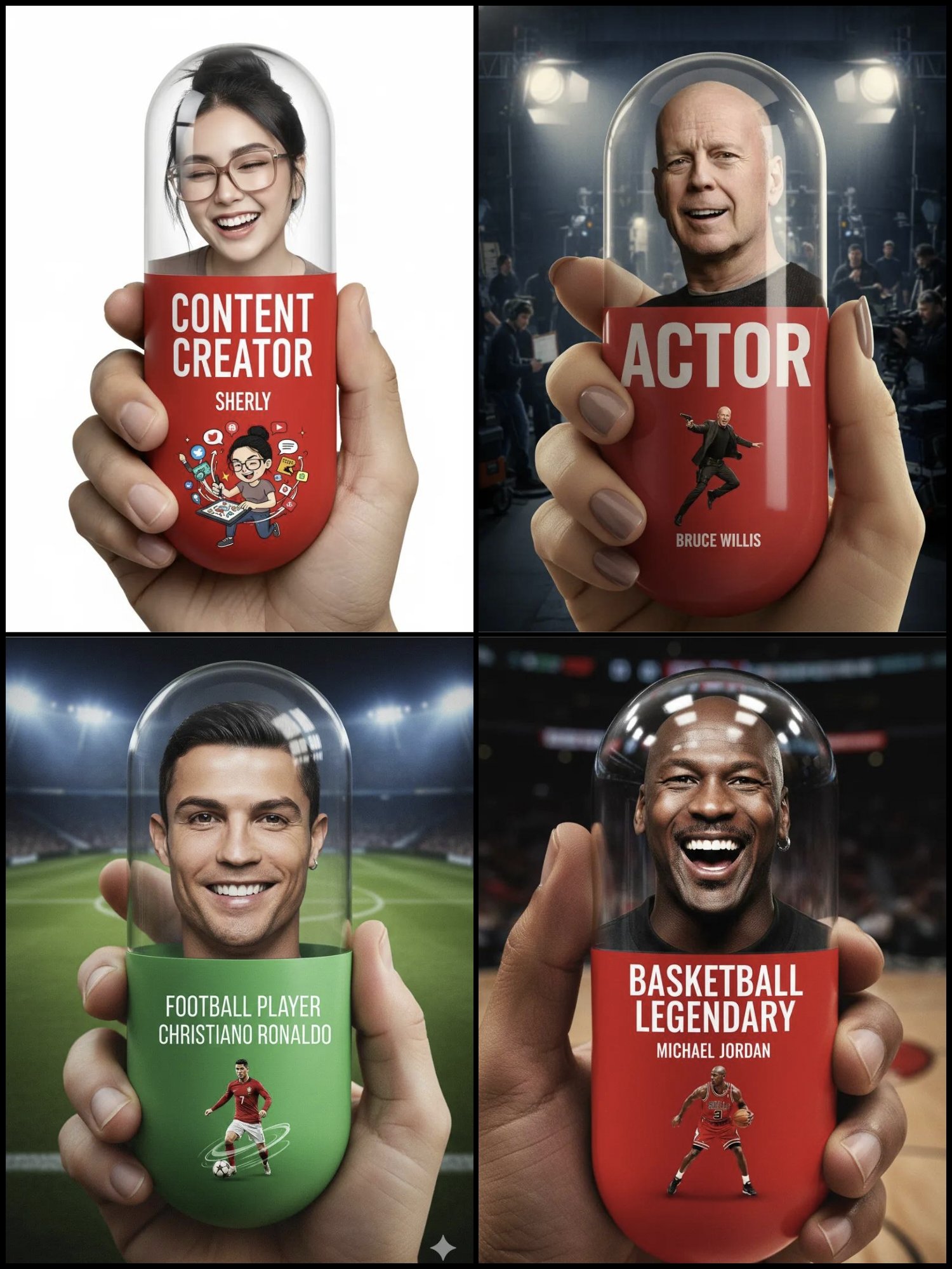 人手拿着一颗巨大的竖式药丸的特写镜头