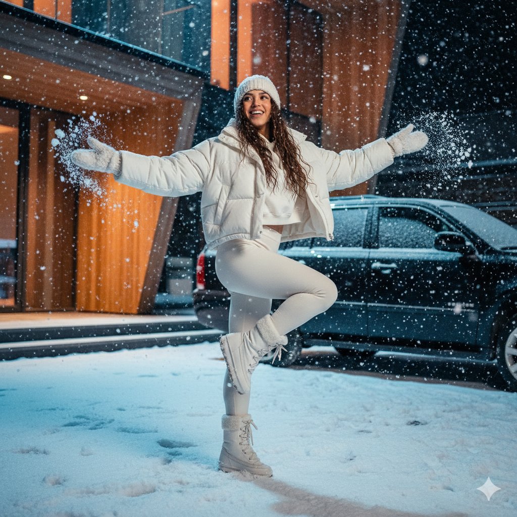 电影级光影下的雪夜动感时尚大片