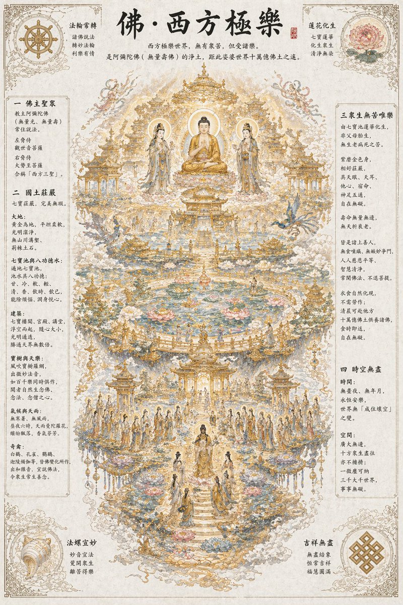 七宝池中莲花化生的极乐净土