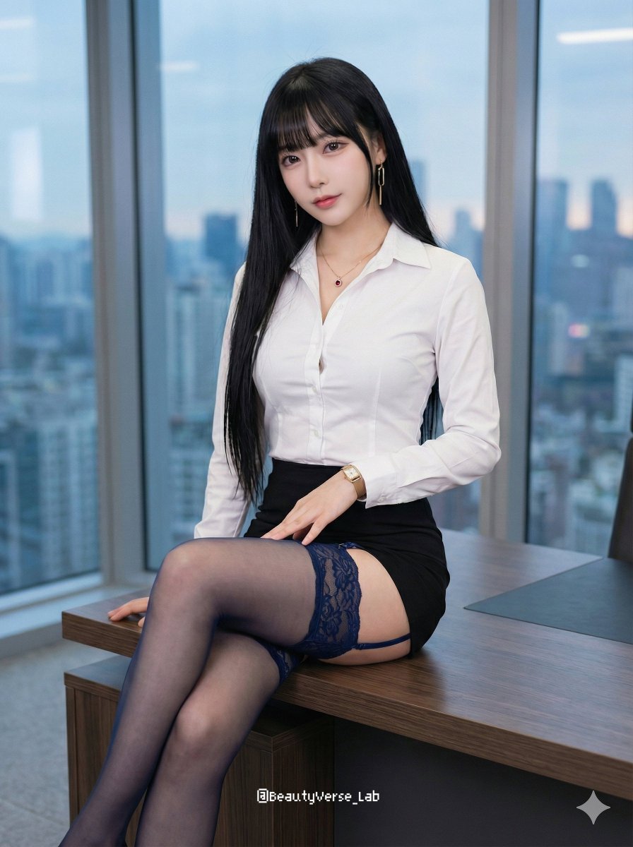 纯欲天花板：深蓝蕾丝丝袜OL的职场诱惑