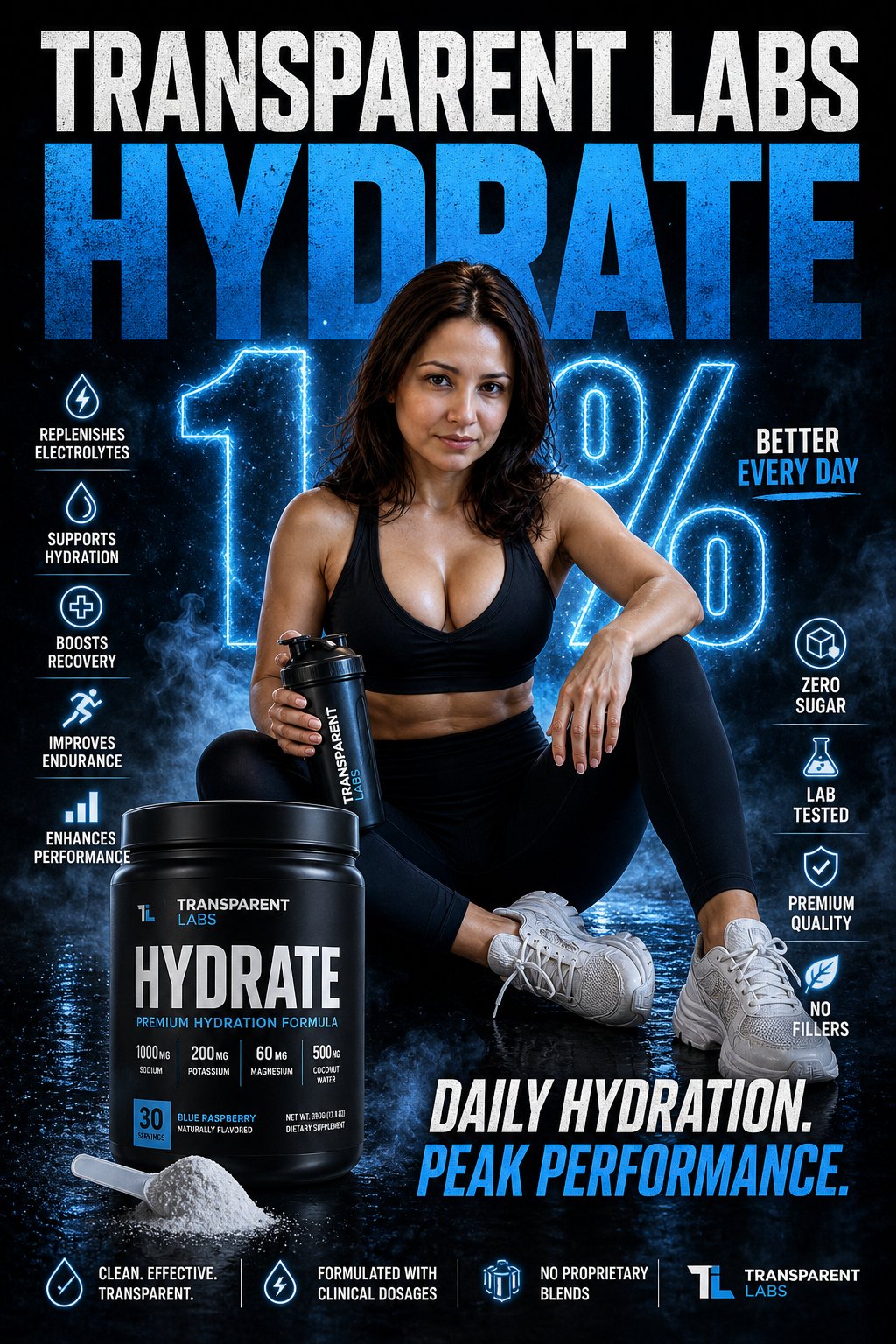 GPT Image 2 提示词 Transparent Labs Hydrate 健身补剂 Campaign