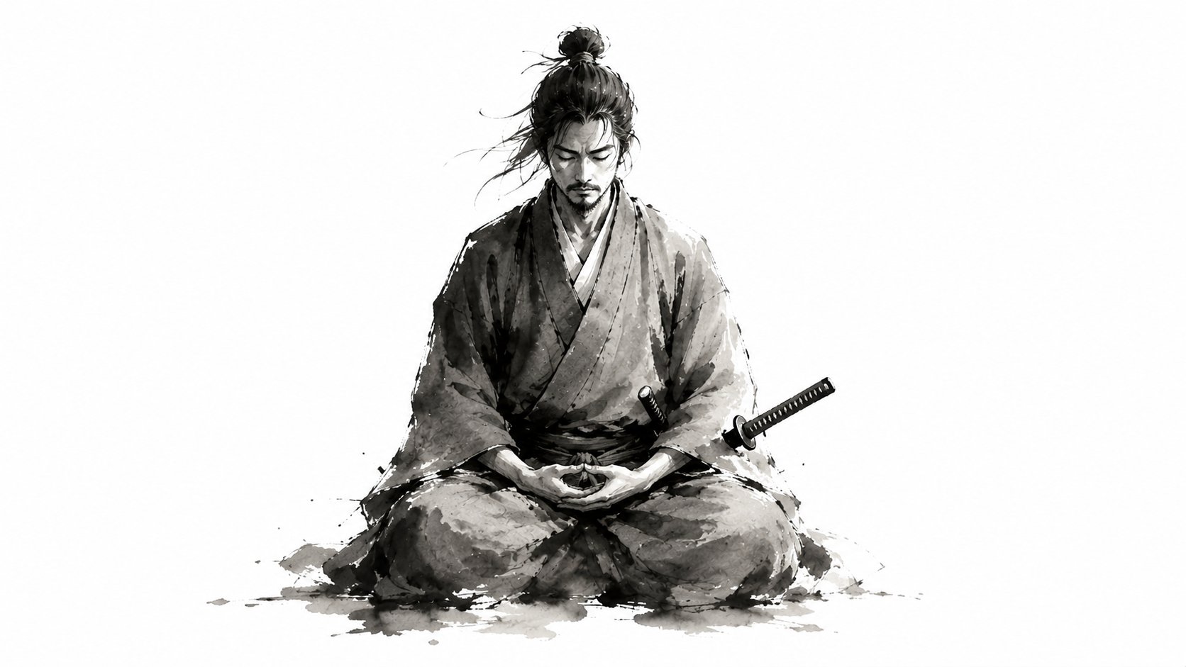 禅意极简日式水墨绘画风格