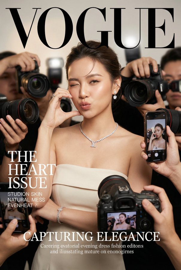 逼真的 Vogue 杂志封面风格的时尚肖像