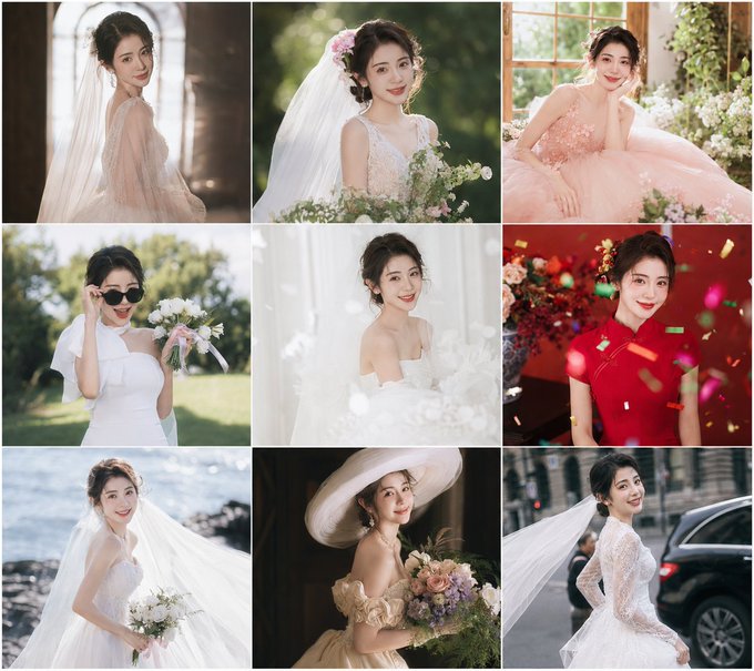 真实夫妻九宫格高级婚纱摄影大片
