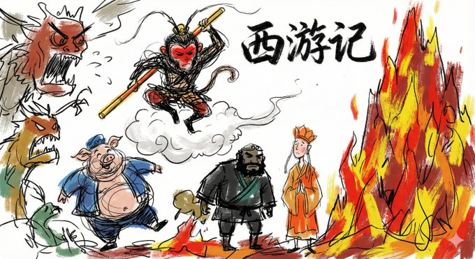 涂鸦线条干刷色块